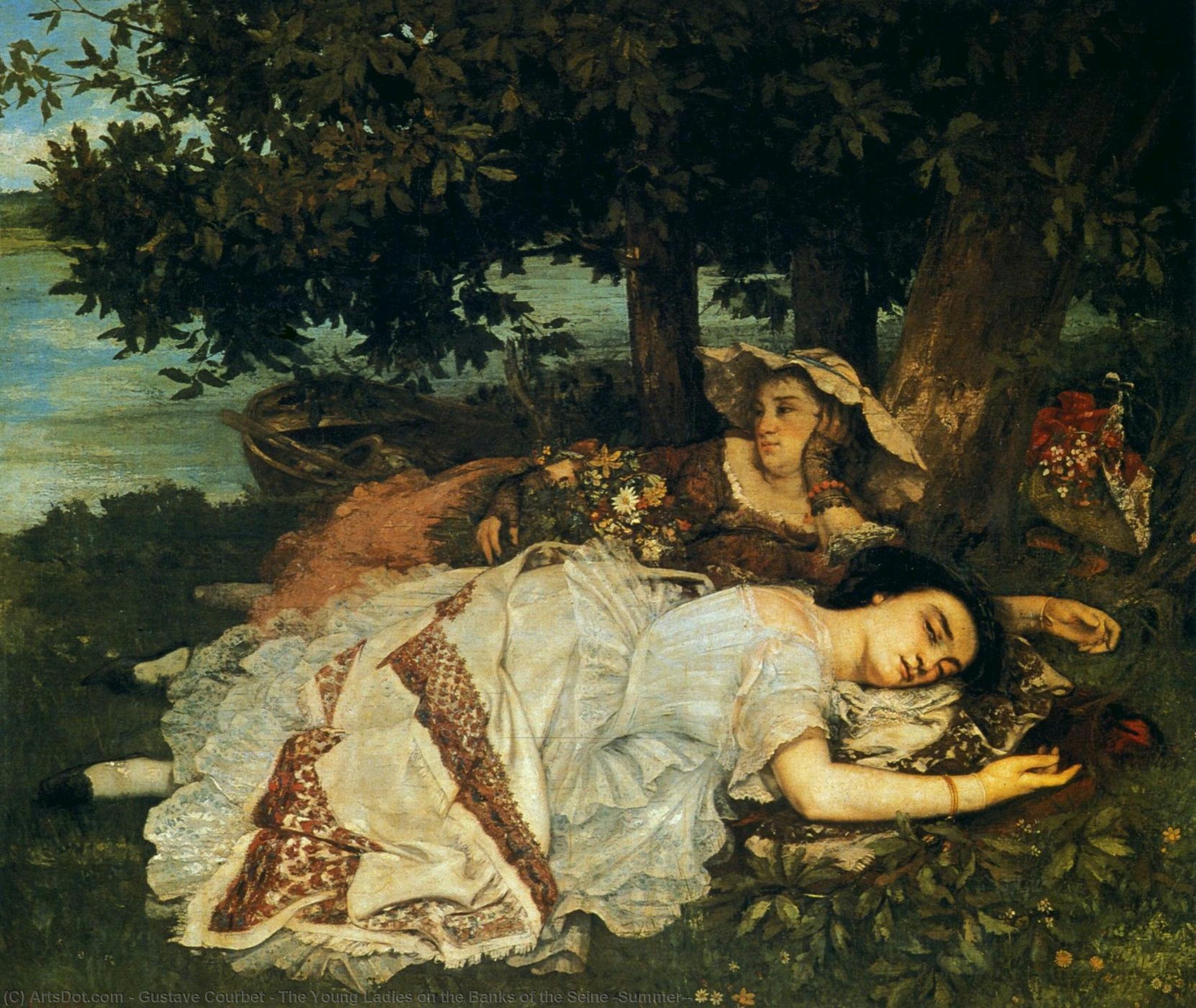 Wikioo.org - The Encyclopedia of Fine Arts - Painting, Artwork by Gustave Courbet - The Young Ladies on the Banks of the Seine (Summer),