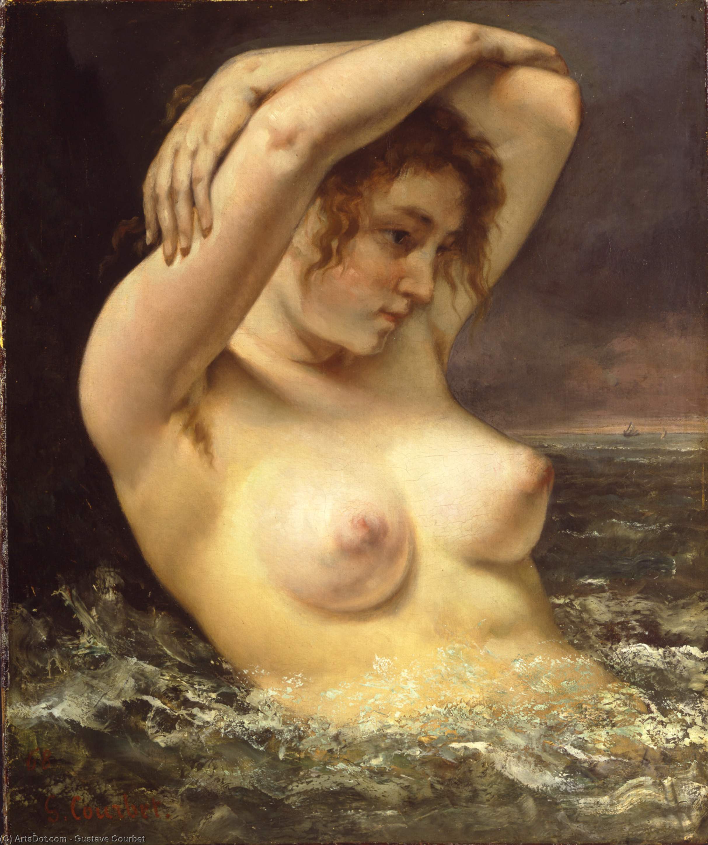 WikiOO.org - אנציקלופדיה לאמנויות יפות - ציור, יצירות אמנות Gustave Courbet - Woman in the Waves