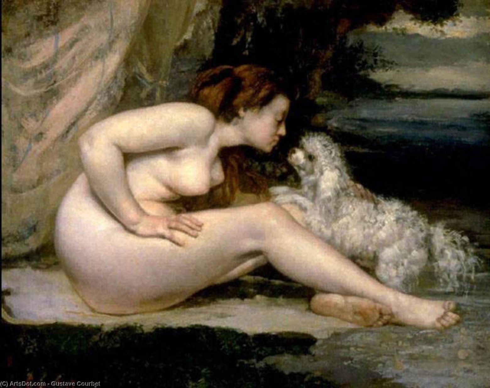 WikiOO.org - Encyclopedia of Fine Arts - Malba, Artwork Gustave Courbet - Nudo con cane , Parigi Louvre