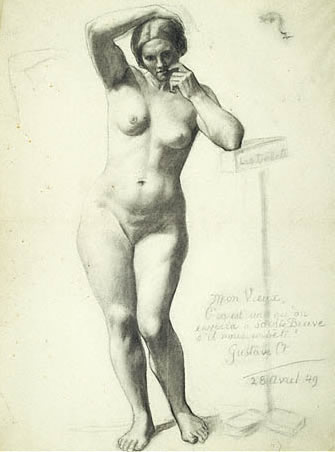WikiOO.org - Εγκυκλοπαίδεια Καλών Τεχνών - Ζωγραφική, έργα τέχνης Gustave Courbet - Standing fermale nude