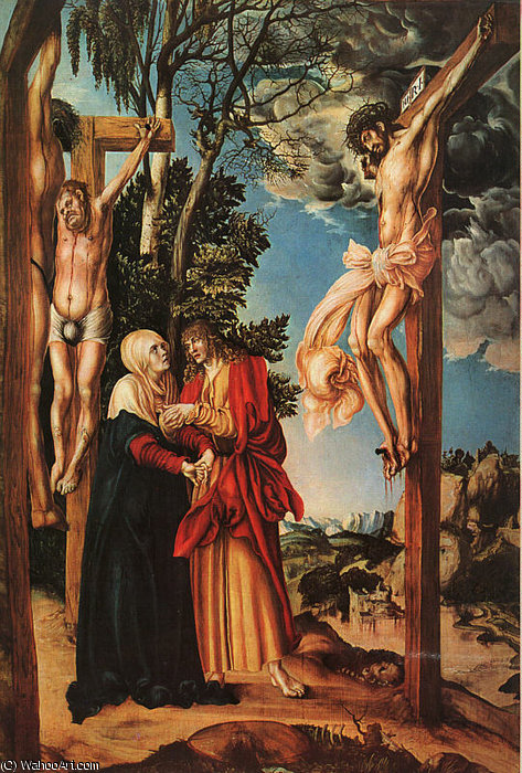 Wikioo.org - The Encyclopedia of Fine Arts - Painting, Artwork by Lucas Cranach The Elder - The Crucifixion, pine panel, Pinakothek a