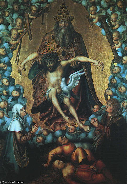 Wikioo.org - สารานุกรมวิจิตรศิลป์ - จิตรกรรม Lucas Cranach The Elder - The Trinity, undated, oil on wood, Museum der B