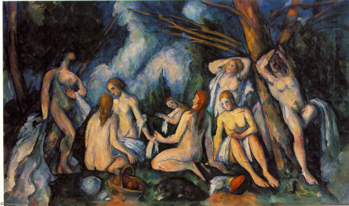 Wikioo.org - The Encyclopedia of Fine Arts - Painting, Artwork by Paul Cezanne - Les grandes baigneuses,1900-05, barnes foundation