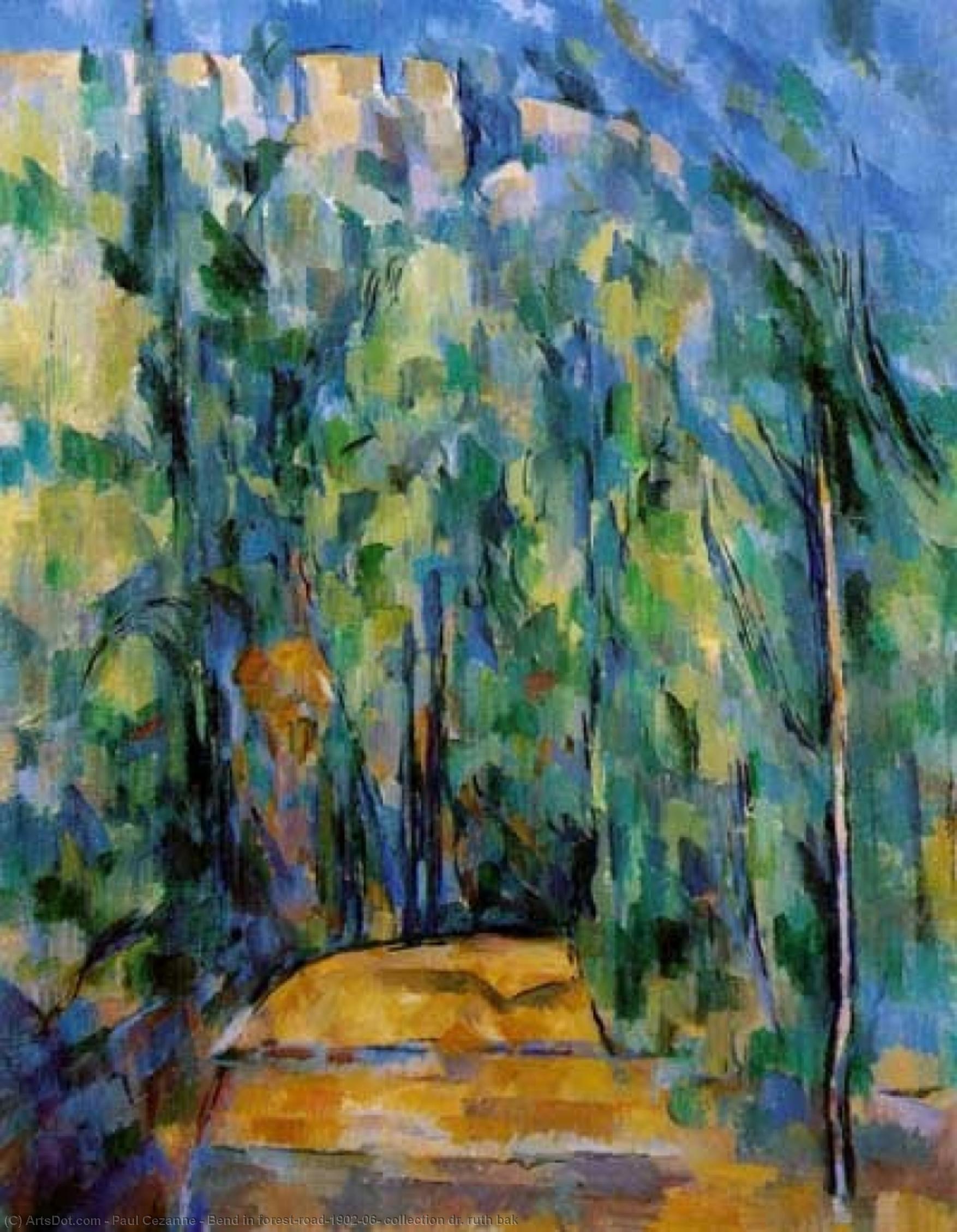 Wikioo.org - The Encyclopedia of Fine Arts - Painting, Artwork by Paul Cezanne - Bend in forest-road,1902-06, collection dr. ruth bak