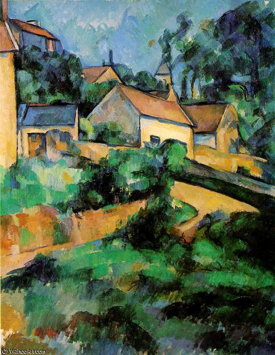 Wikoo.org - موسوعة الفنون الجميلة - اللوحة، العمل الفني Paul Cezanne - Turning road at montgeroult,1899, coll.whitney,ny