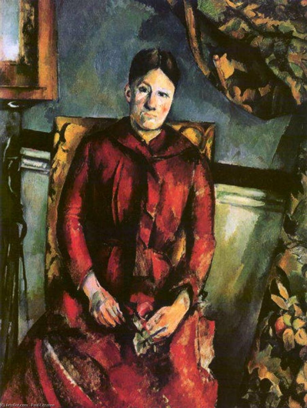 Wikioo.org - Die Enzyklopädie bildender Kunst - Malerei, Kunstwerk von Paul Cezanne - Madame cézanne ich höhle gula fåtöljen , 1890-94 , moma