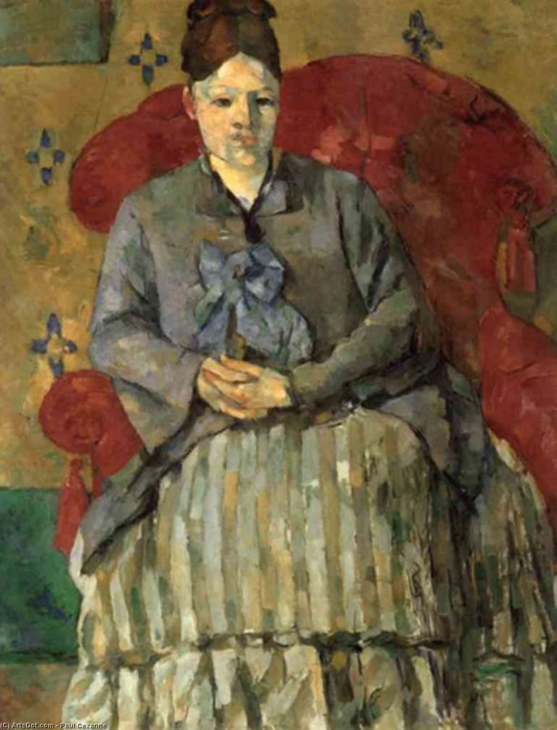 Wikioo.org - The Encyclopedia of Fine Arts - Painting, Artwork by Paul Cezanne - MADAME CÉZANNE I RÖD FÅTÖLJ,1877, Boston museum of f