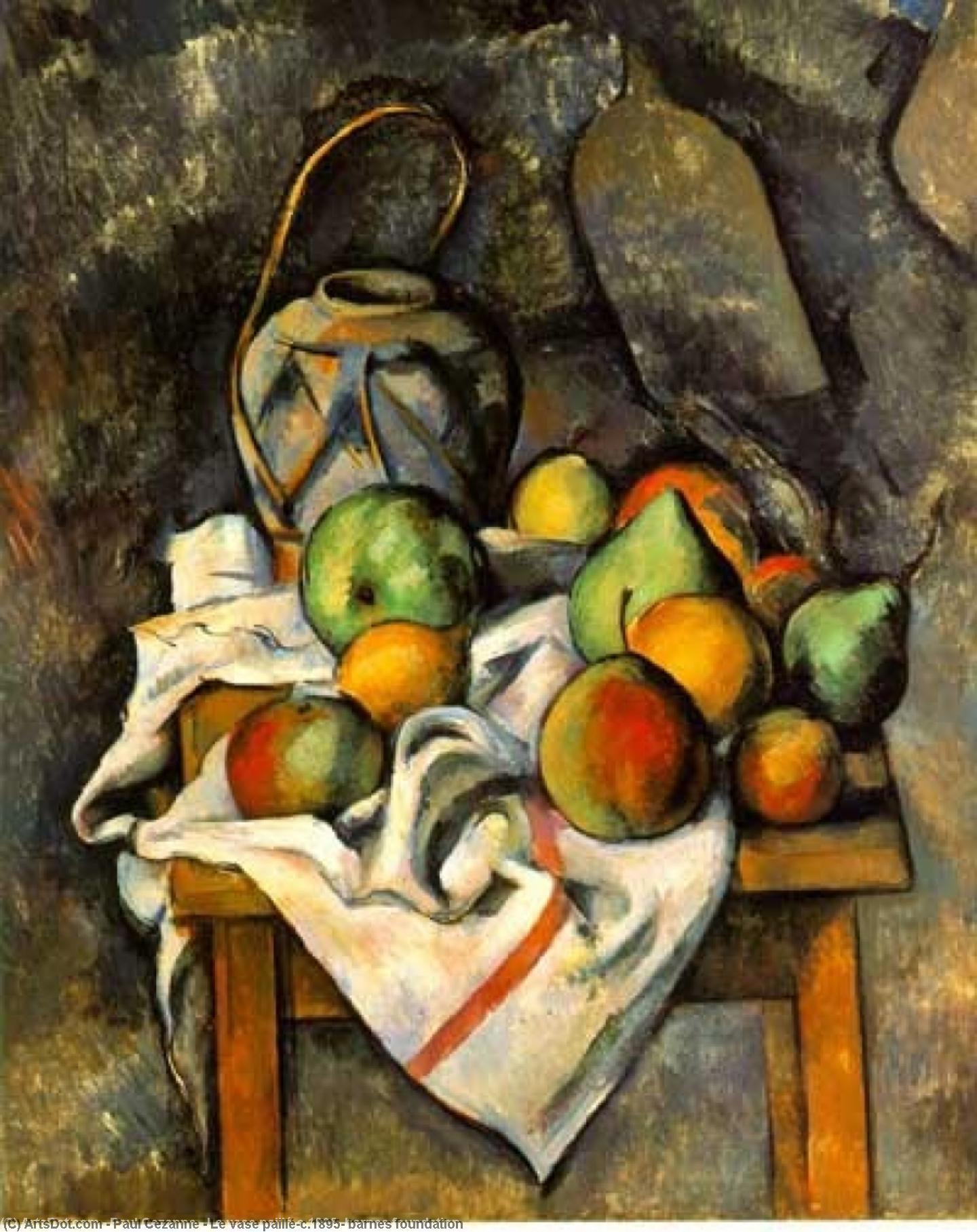 Wikioo.org – La Enciclopedia de las Bellas Artes - Pintura, Obras de arte de Paul Cezanne - Le jarrón paillé , do . 1895 , barnes base