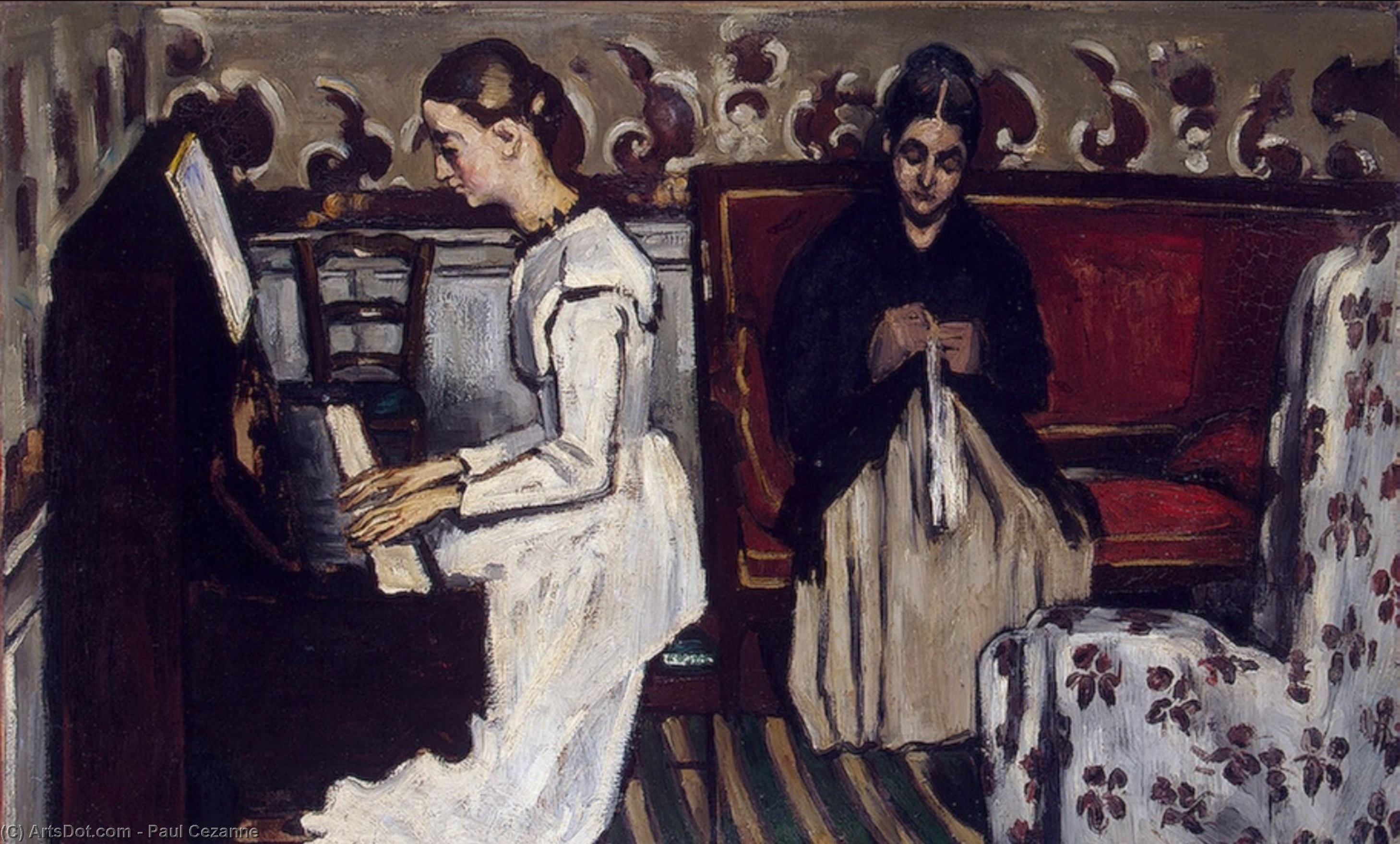 WikiOO.org - Encyclopedia of Fine Arts - Malba, Artwork Paul Cezanne - Girl at the piano, ca Eremitaget