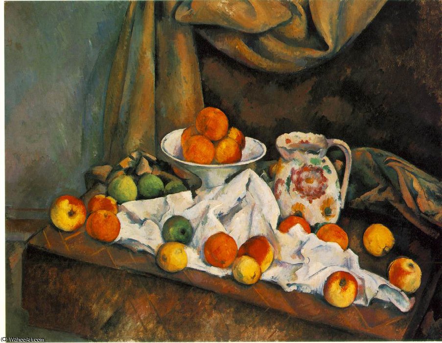 WikiOO.org - Encyclopedia of Fine Arts - Maľba, Artwork Paul Cezanne - Compotier pitcher fruit