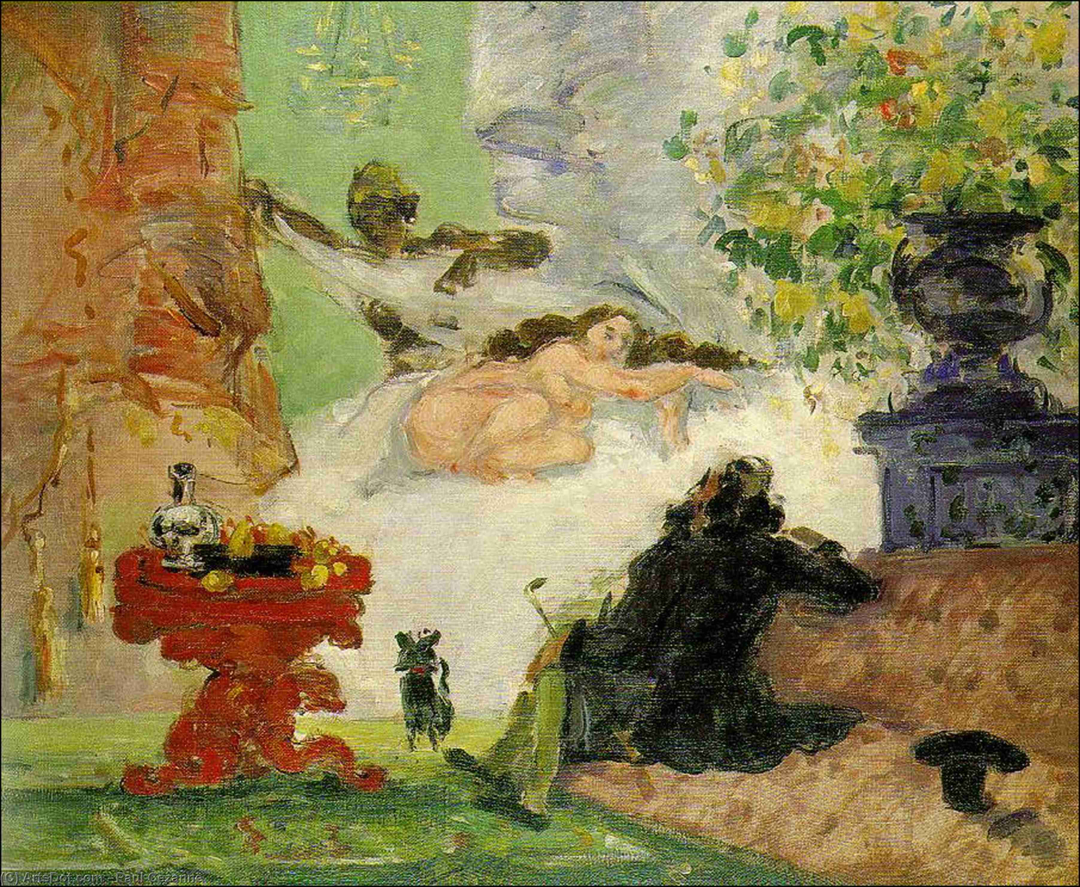 Wikoo.org - موسوعة الفنون الجميلة - اللوحة، العمل الفني Paul Cezanne - A modern olympia,1873-74, musée d'orsay paris