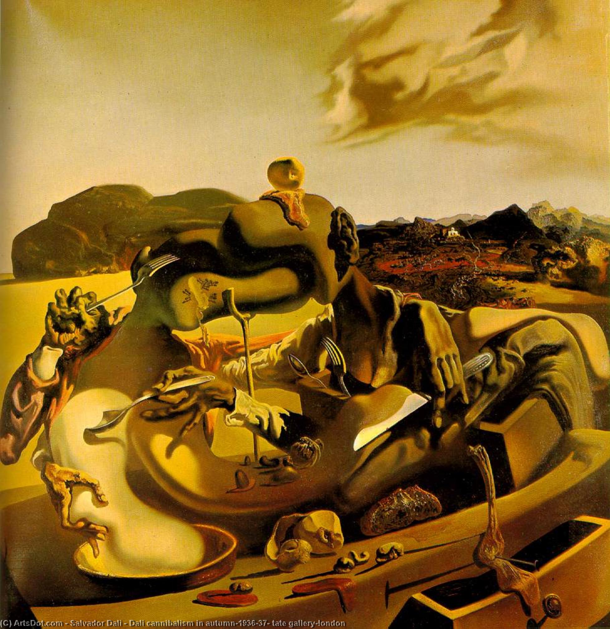 Wikioo.org - The Encyclopedia of Fine Arts - Painting, Artwork by Salvador Dali - Dalí cannibalism in autumn,1936-37, tate gallery,london