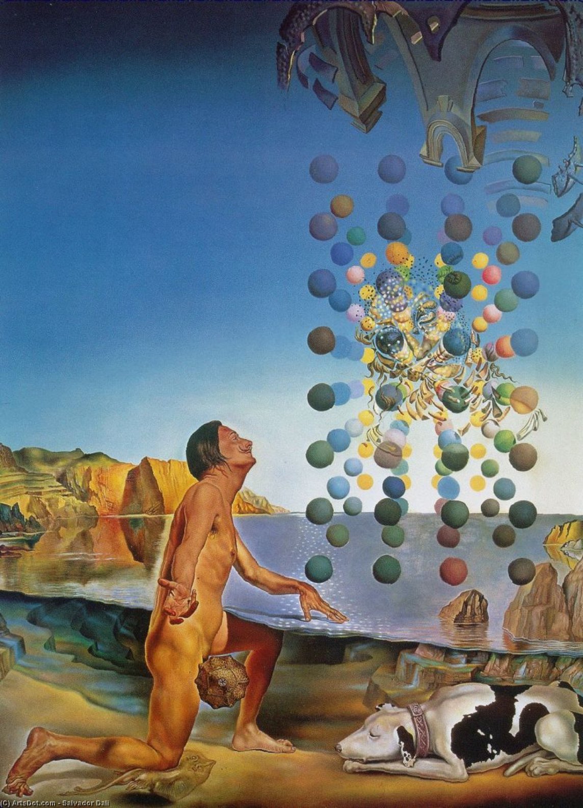 Wikioo.org - Bách khoa toàn thư về mỹ thuật - Vẽ tranh, Tác phẩm nghệ thuật Salvador Dali - Dalí dalí nude, in contemplation before the five regular bod