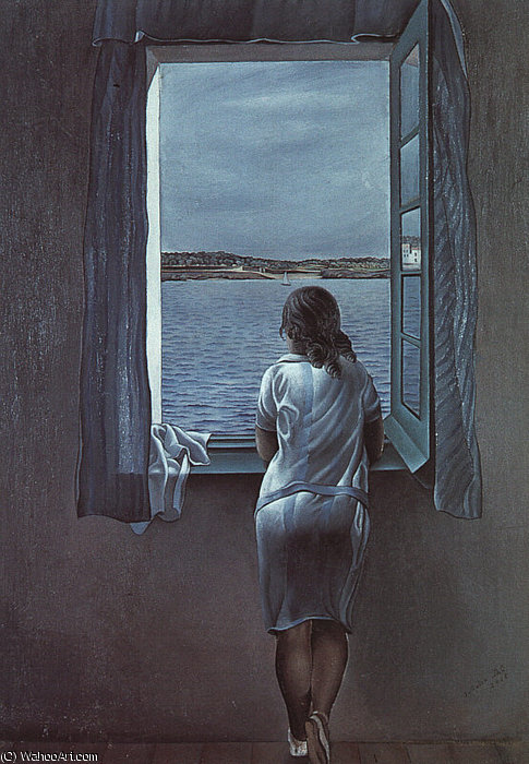 Wikioo.org - The Encyclopedia of Fine Arts - Painting, Artwork by Salvador Dali - Dalí figure at a window (girl standing at the window),1925,