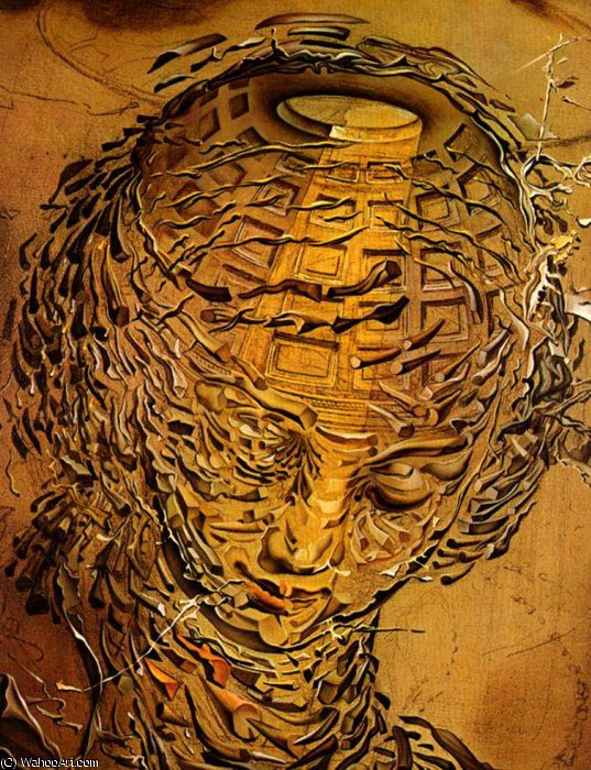 Wikioo.org - The Encyclopedia of Fine Arts - Painting, Artwork by Salvador Dali - Dalí raphaelesque head bursting,1951, private