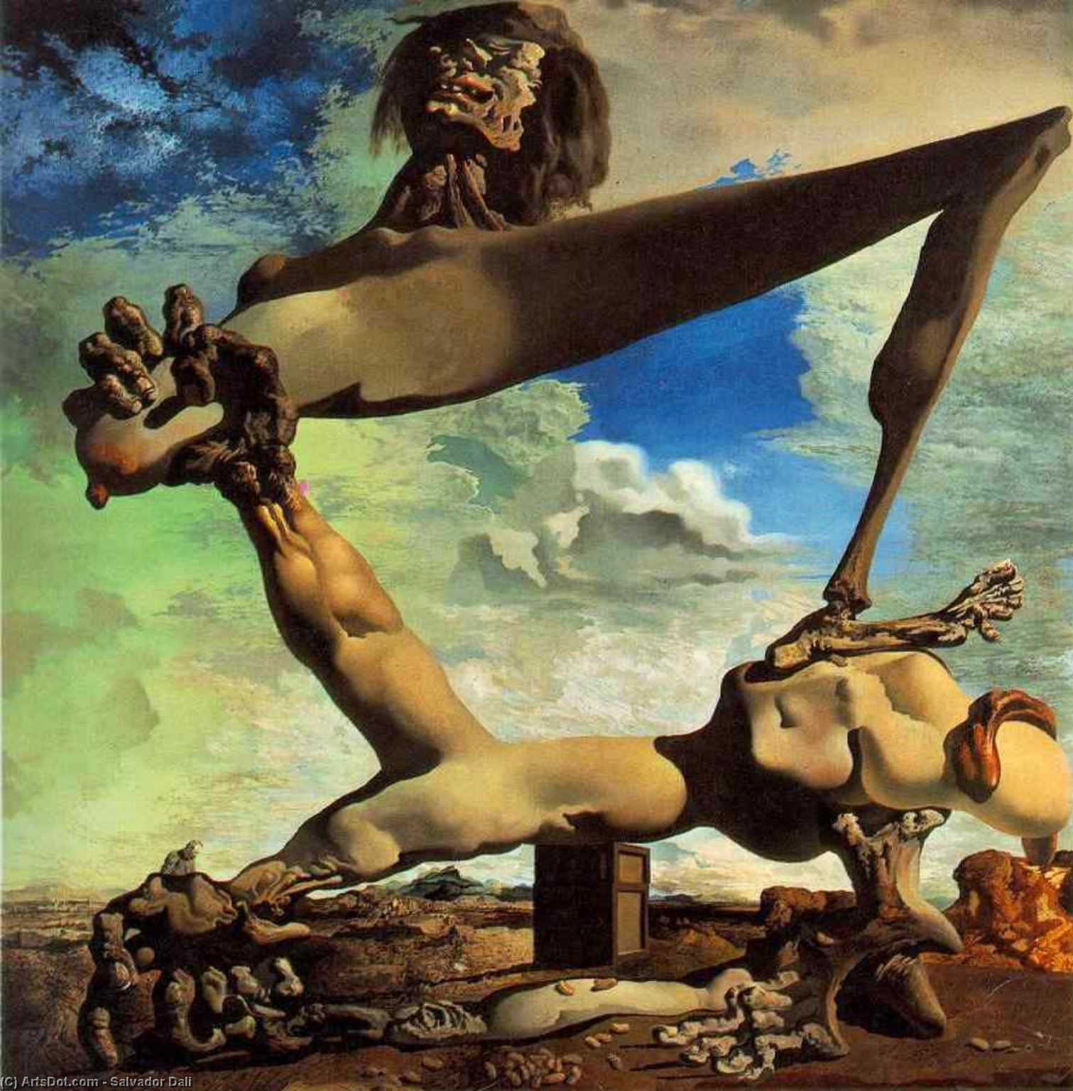 WikiOO.org - Encyclopedia of Fine Arts - Målning, konstverk Salvador Dali - Dalí soft construction with boiled beans - premonition of civ