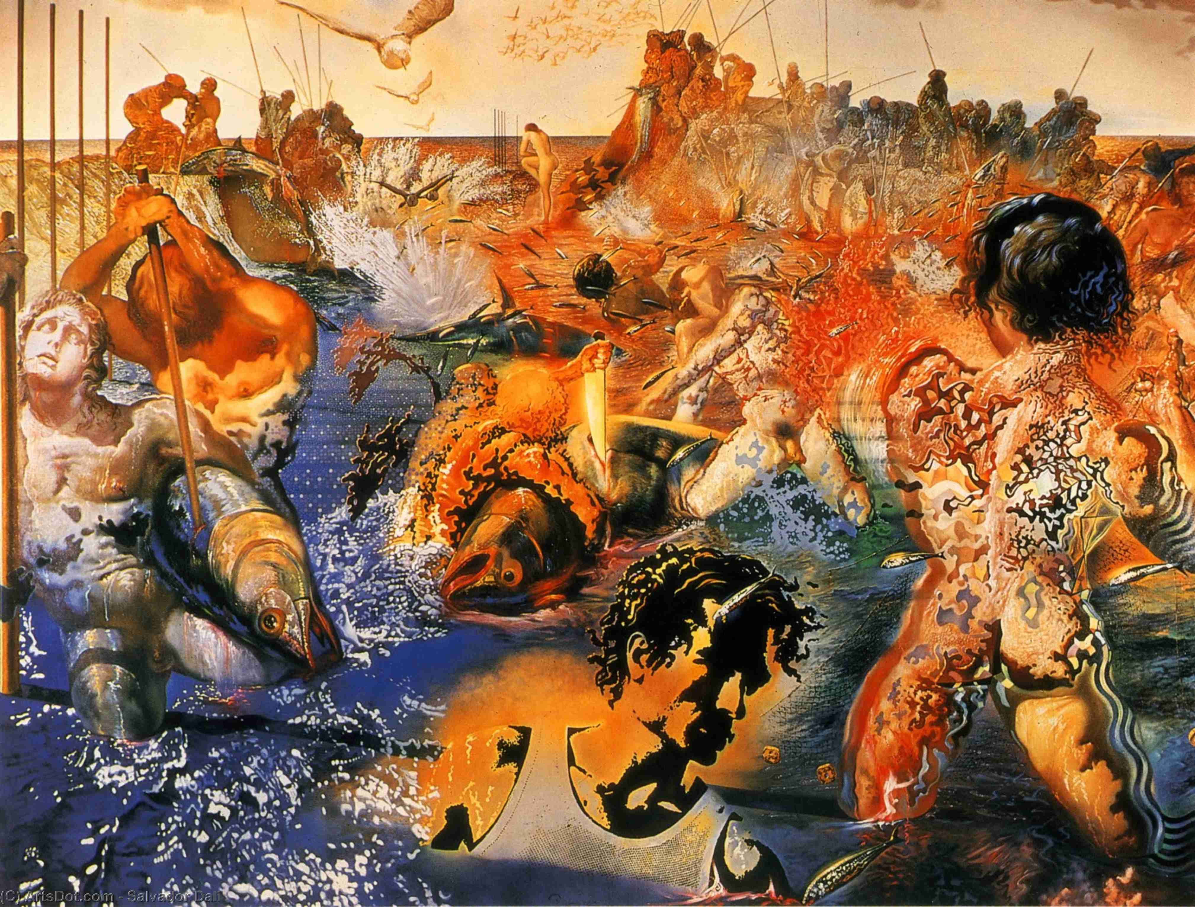Wikioo.org - The Encyclopedia of Fine Arts - Painting, Artwork by Salvador Dali - Dalí tuna fishing, oil on canvas, foundation paul r
