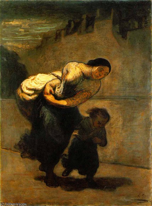 Wikioo.org – L'Encyclopédie des Beaux Arts - Peinture, Oeuvre de Honoré Daumier - Burden, c. Huile sur toile, 130 x 98 cm_ Le