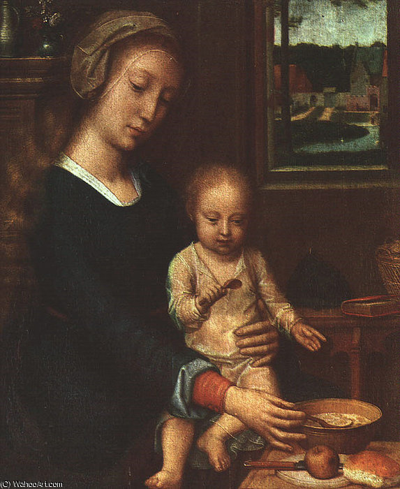 WikiOO.org - Güzel Sanatlar Ansiklopedisi - Resim, Resimler Gerard David - The Madonna of the Milk Soup, approx. oil on