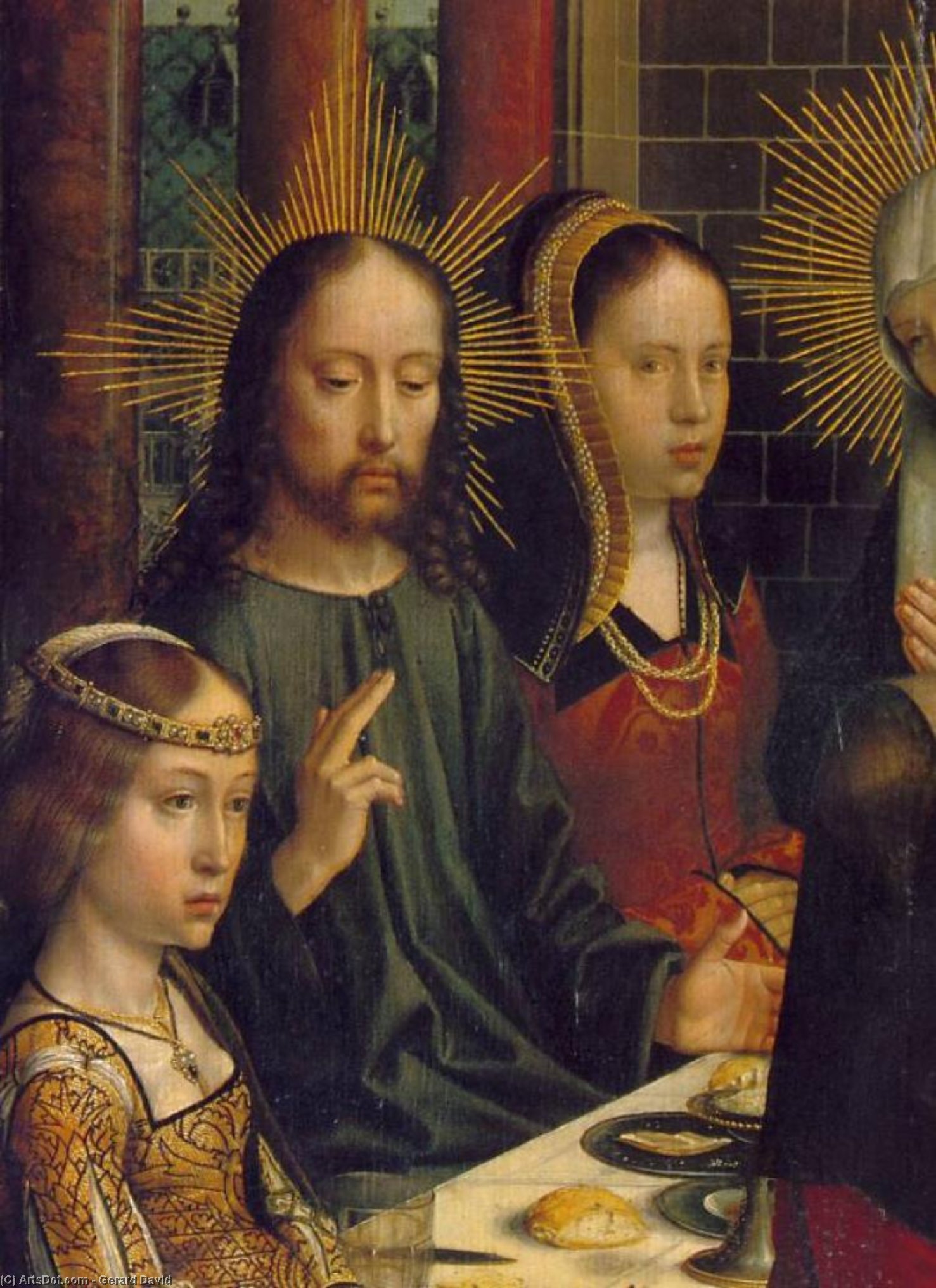 WikiOO.org - Encyclopedia of Fine Arts - Maleri, Artwork Gerard David - The marriage at Cana, ca Detalj,