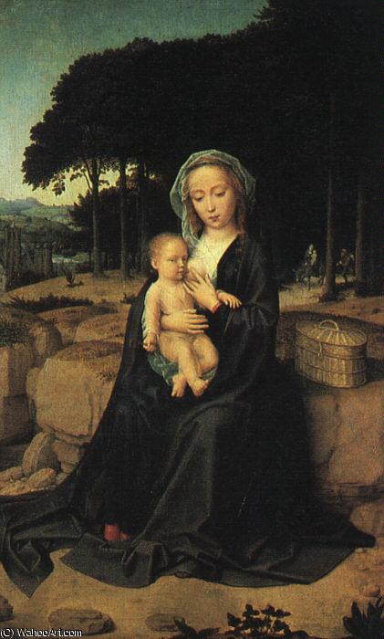 Wikioo.org - The Encyclopedia of Fine Arts - Painting, Artwork by Gerard David - The Rest on the Flight into Egypt, oil on