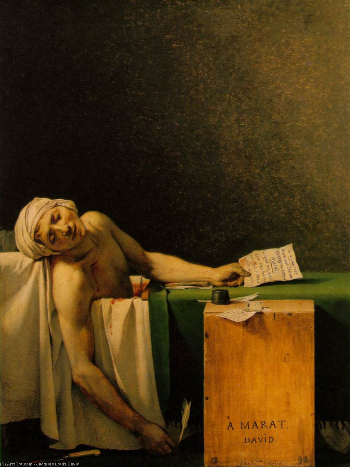 Wikioo.org – La Enciclopedia de las Bellas Artes - Pintura, Obras de arte de Jacques Louis David - la muerte de marat , museos reales de Beaux-Ar