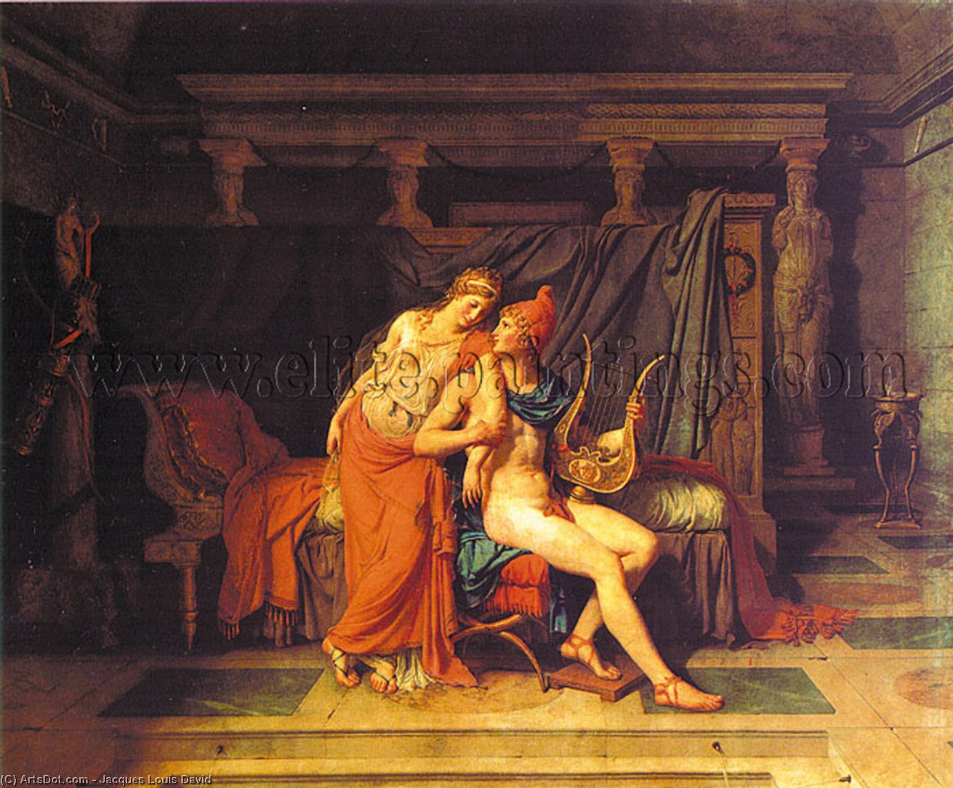 Wikioo.org - The Encyclopedia of Fine Arts - Painting, Artwork by Jacques Louis David - Paris and Helen, oil on canvas, Musée du L