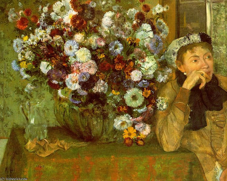 Wikioo.org - The Encyclopedia of Fine Arts - Painting, Artwork by Edgar Degas - Madame Valpinçon with Chrysanthemums
