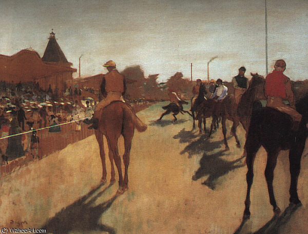 Wikioo.org - The Encyclopedia of Fine Arts - Painting, Artwork by Edgar Degas - 68 Racehorses in Front of the Grandstand