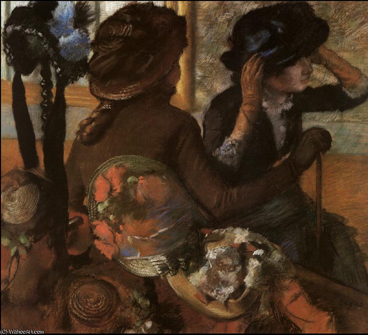 Wikioo.org - The Encyclopedia of Fine Arts - Painting, Artwork by Edgar Degas - At the Milliner's, c.