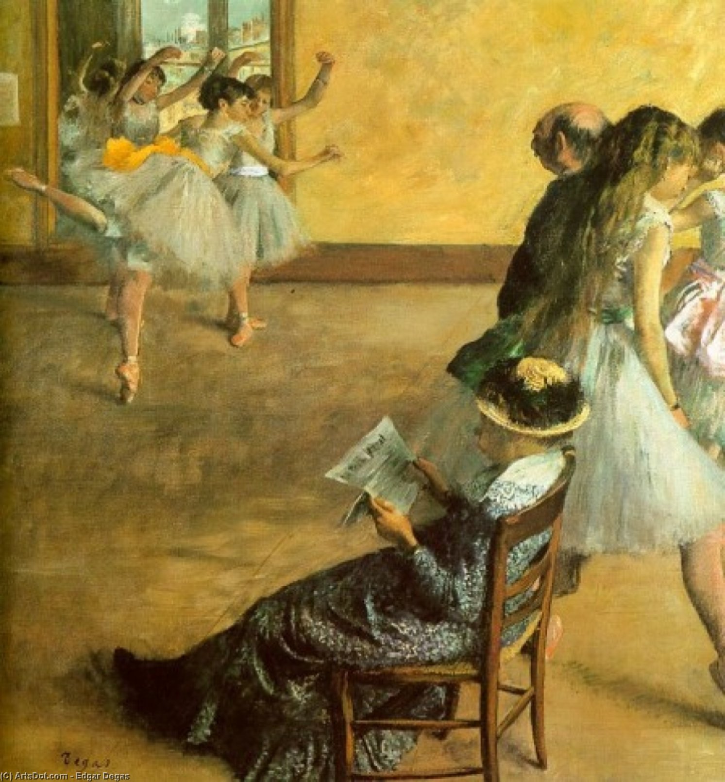 WikiOO.org - Encyclopedia of Fine Arts - Målning, konstverk Edgar Degas - Ballet Class, oil on canvas, Philadelphia Museum