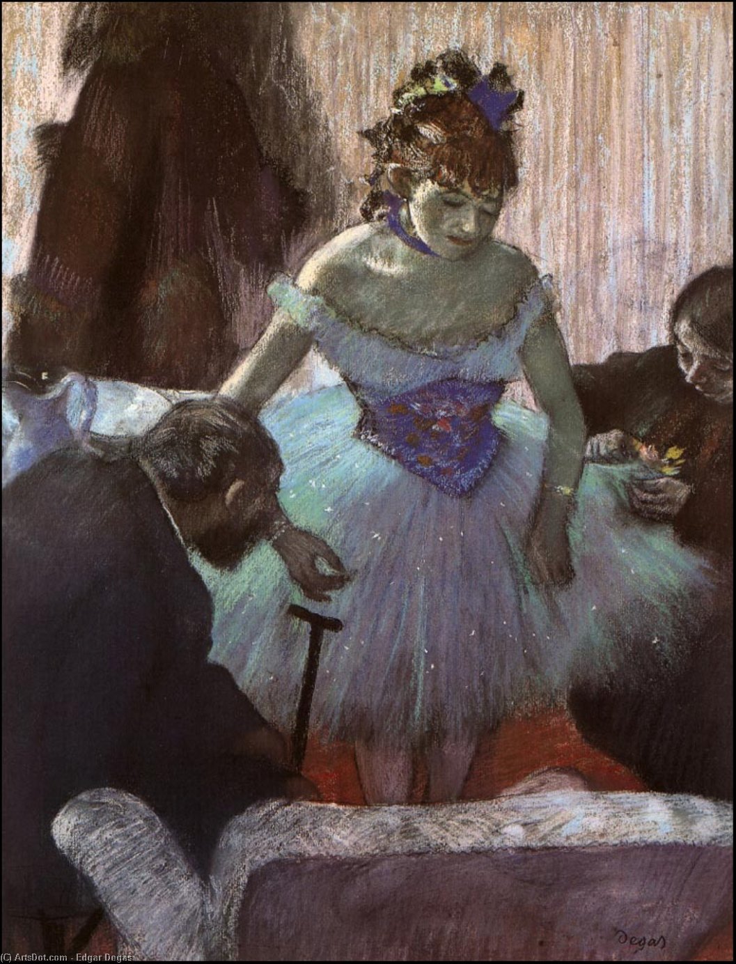 Wikoo.org - موسوعة الفنون الجميلة - اللوحة، العمل الفني Edgar Degas - Before the Entrance on Stage, c.