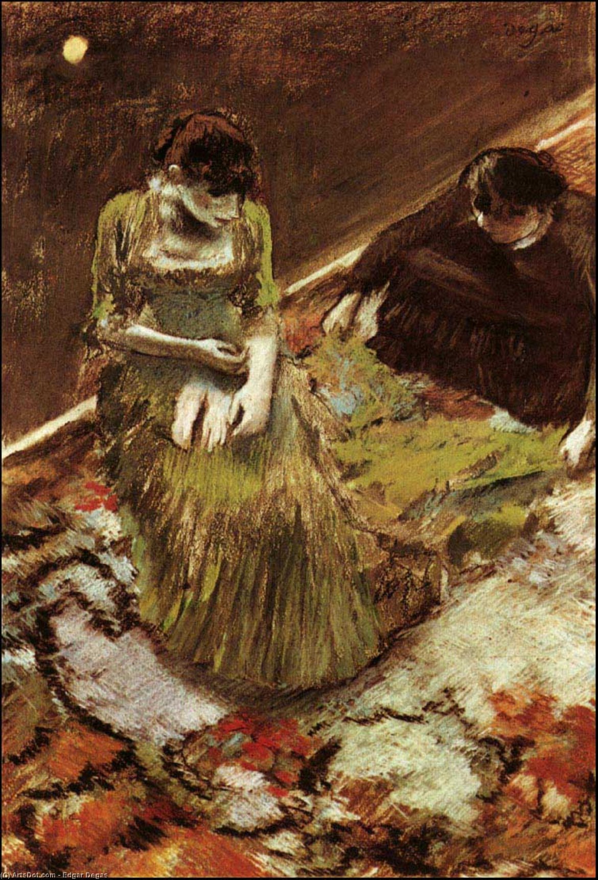WikiOO.org - 百科事典 - 絵画、アートワーク Edgar Degas - 前に 入り口  オン  ステージ  C言語