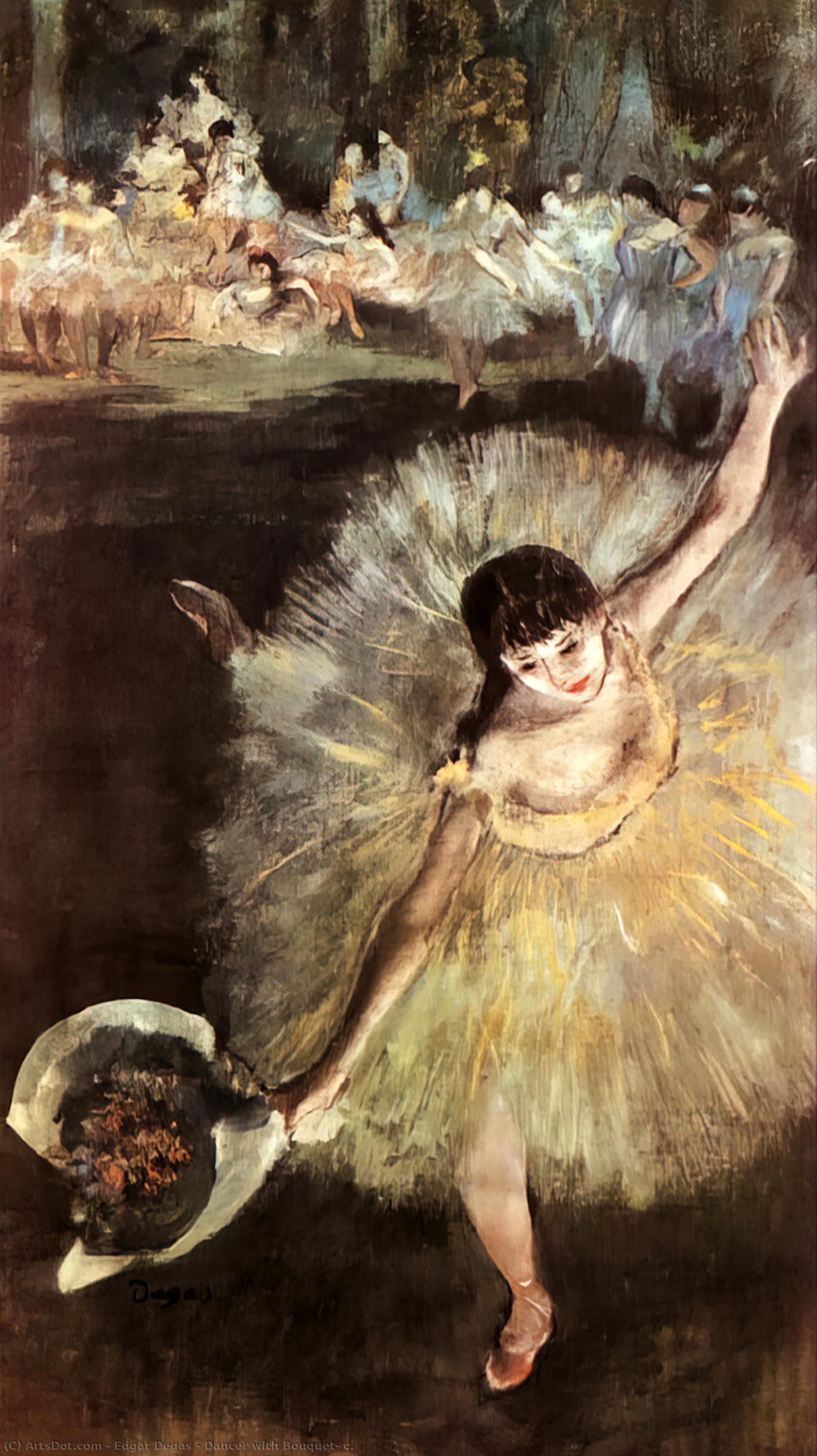 Wikioo.org – La Enciclopedia de las Bellas Artes - Pintura, Obras de arte de Edgar Degas - bailarina con ramo de flores do