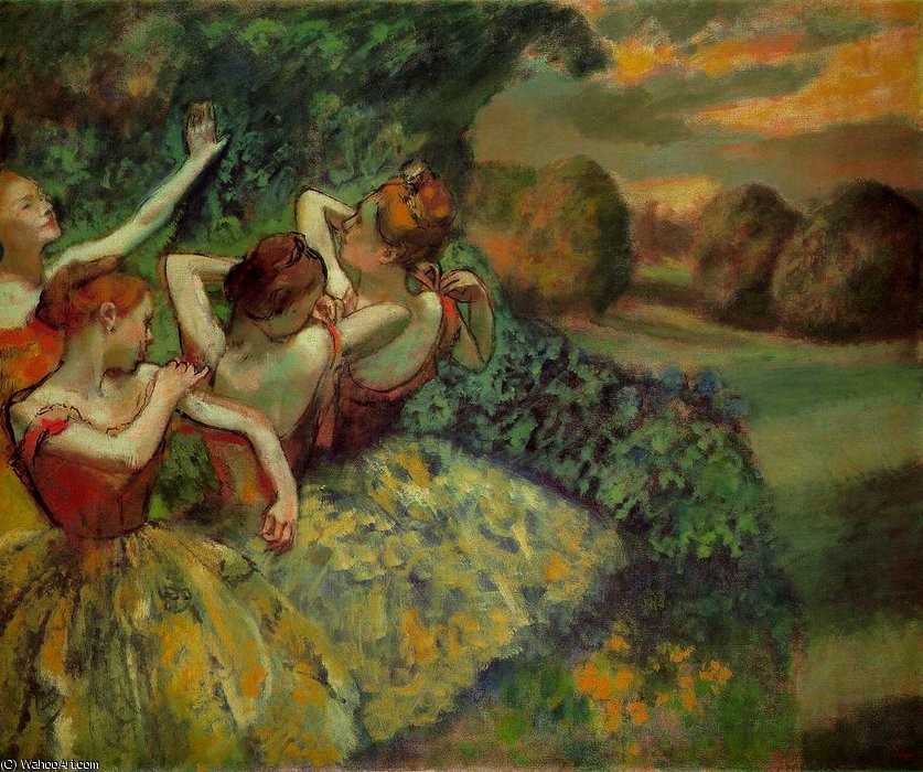 Wikoo.org - موسوعة الفنون الجميلة - اللوحة، العمل الفني Edgar Degas - Four dancers, ca National Galler
