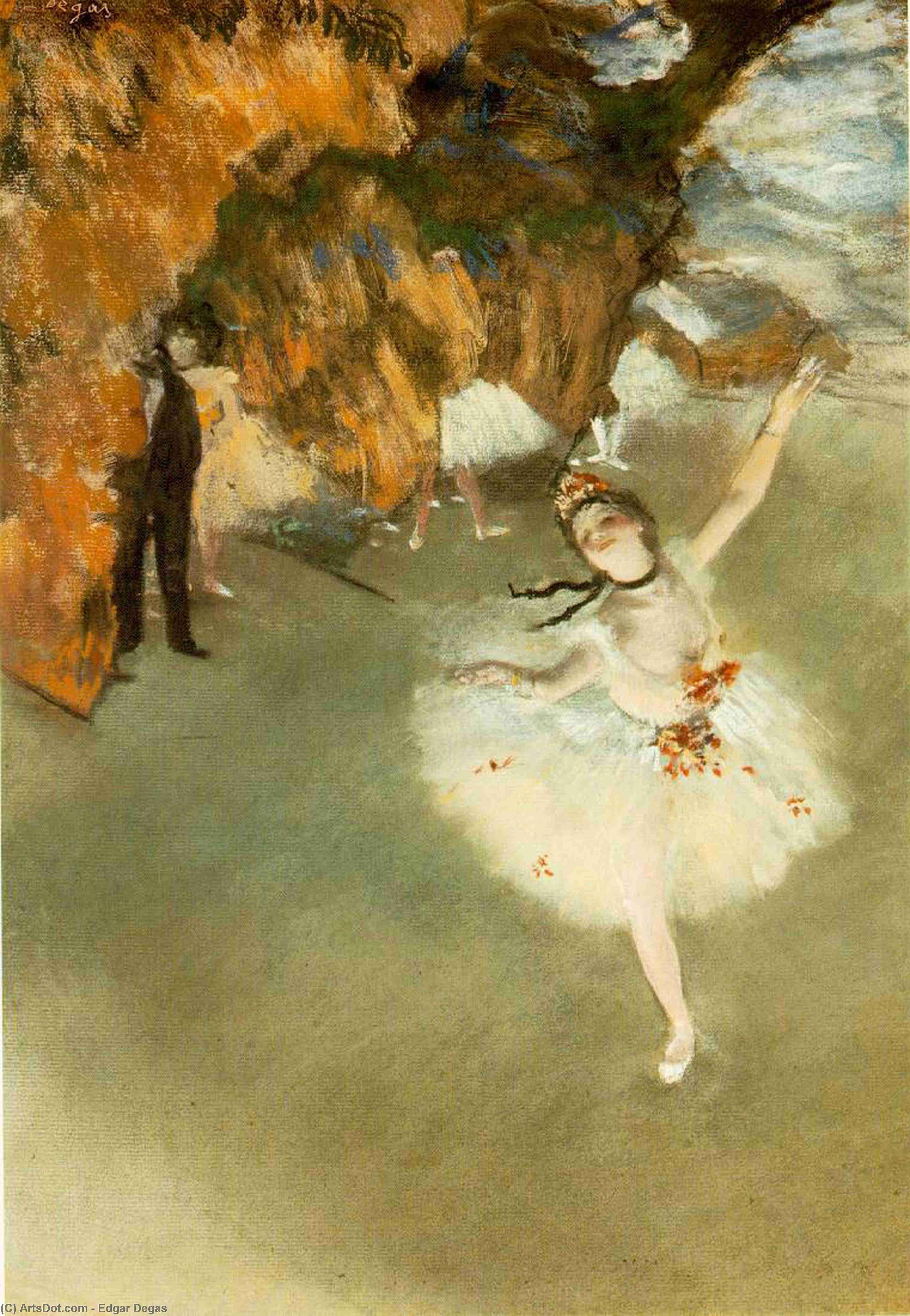 WikiOO.org - Encyclopedia of Fine Arts - Lukisan, Artwork Edgar Degas - L'etoile ou La danseuse sur la scène, Pasel on p