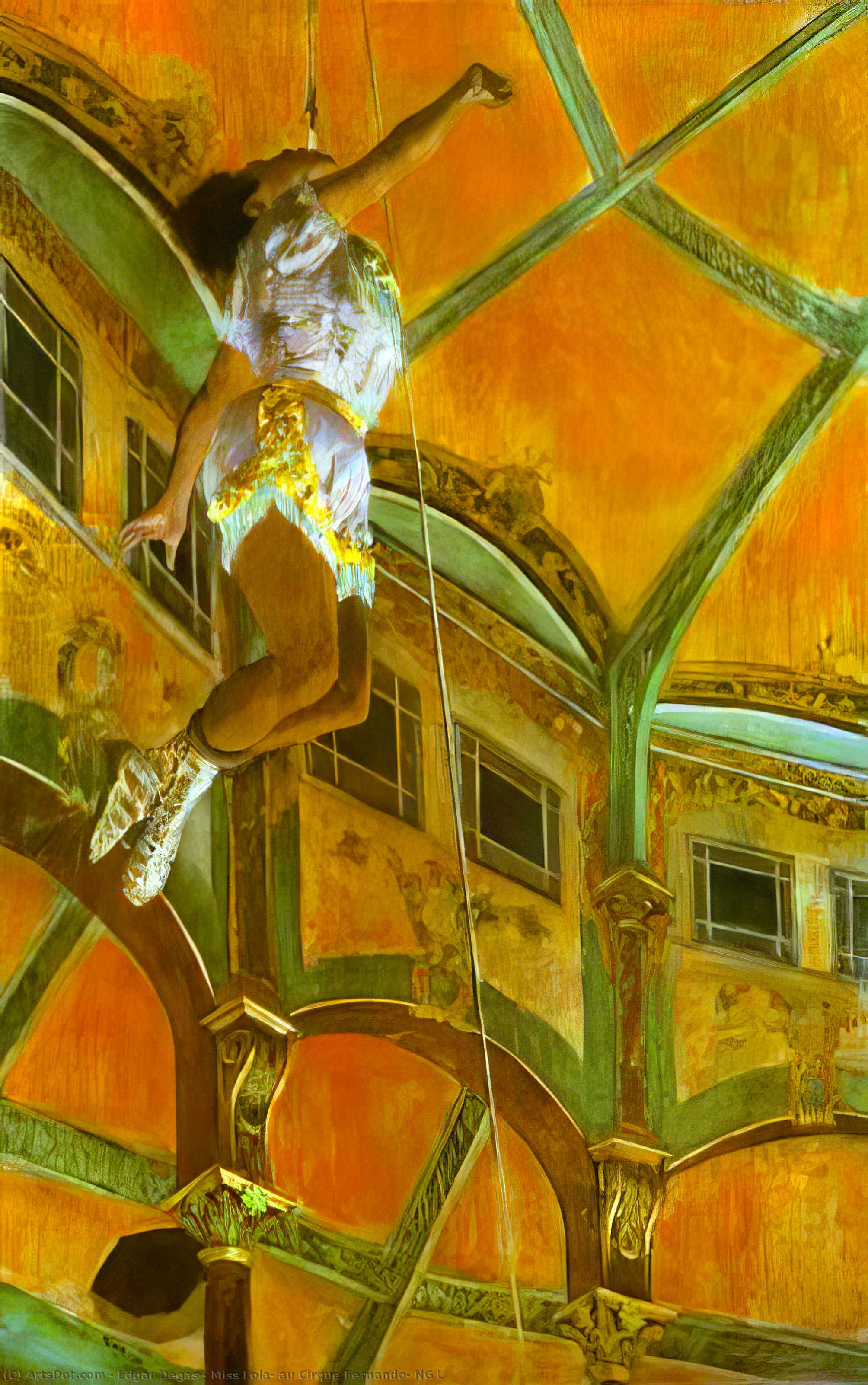 Wikioo.org – L'Enciclopedia delle Belle Arti - Pittura, Opere di Edgar Degas - signorina lola , al cirque fernando , NG L