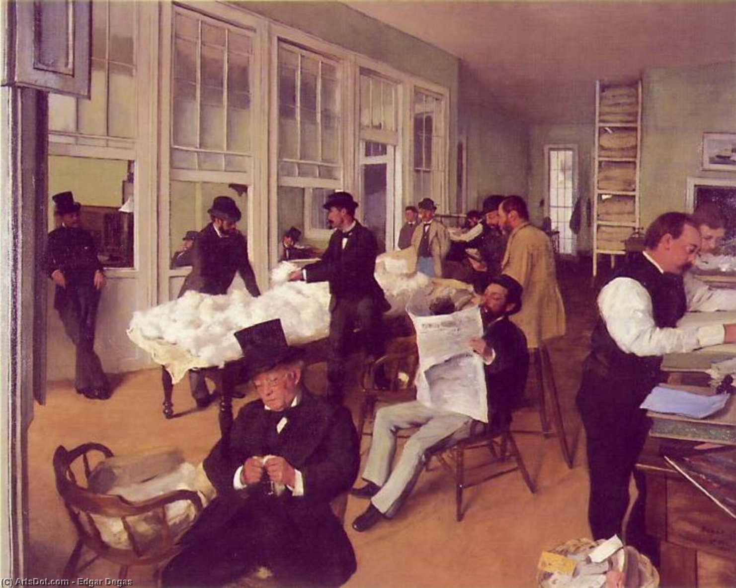 Wikioo.org – La Enciclopedia de las Bellas Artes - Pintura, Obras de arte de Edgar Degas - el algodón intercambio en el nuevo orleans , Mu