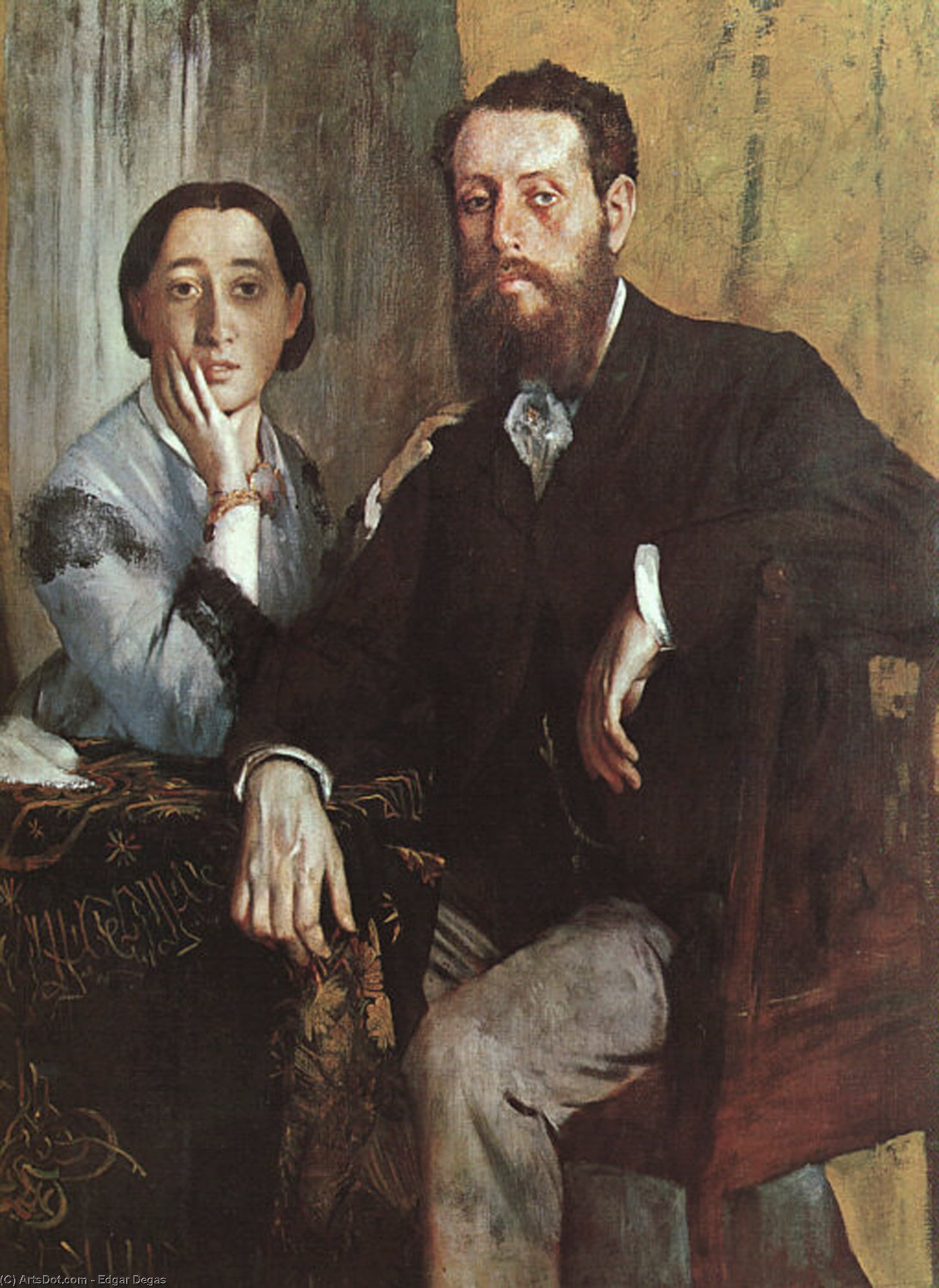 WikiOO.org - Encyclopedia of Fine Arts - Målning, konstverk Edgar Degas - The Duke and Duchess Morbilli, approx. oil on ca