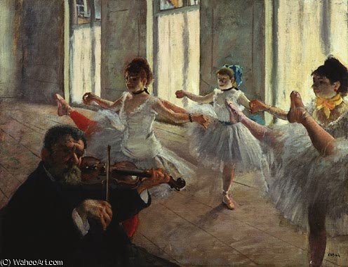 Wikioo.org - The Encyclopedia of Fine Arts - Painting, Artwork by Edgar Degas - The Rehearsal, probably or early - (47.6x60.9)