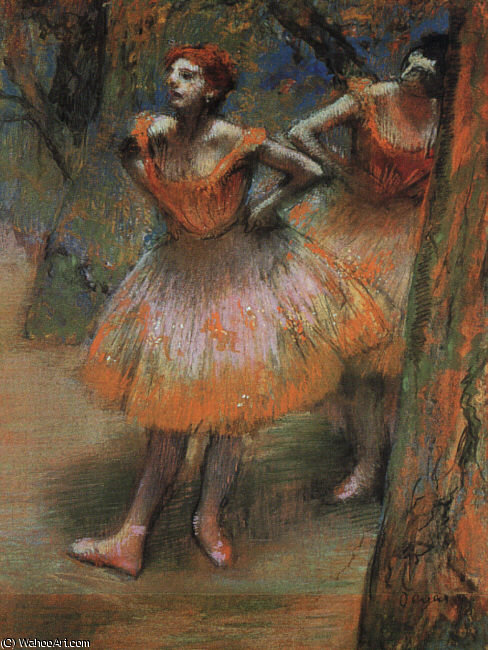 Wikioo.org - The Encyclopedia of Fine Arts - Painting, Artwork by Edgar Degas - Two Dancers, pastel on paper, The Art Institute