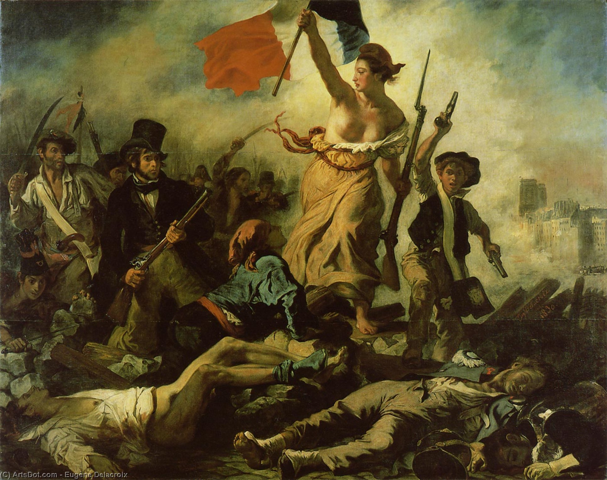 Wikioo.org - สารานุกรมวิจิตรศิลป์ - จิตรกรรม Eugène Delacroix - Liberty Leading the People, Louv
