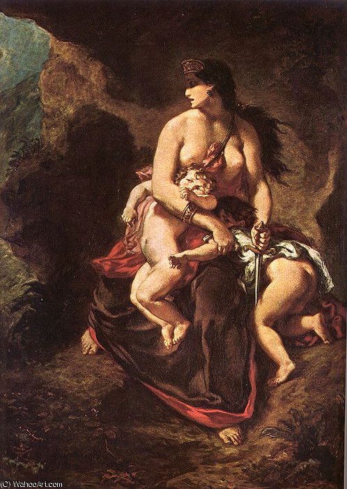 WikiOO.org - Encyclopedia of Fine Arts - Malba, Artwork Eugène Delacroix - Medea, oil on canvas.
