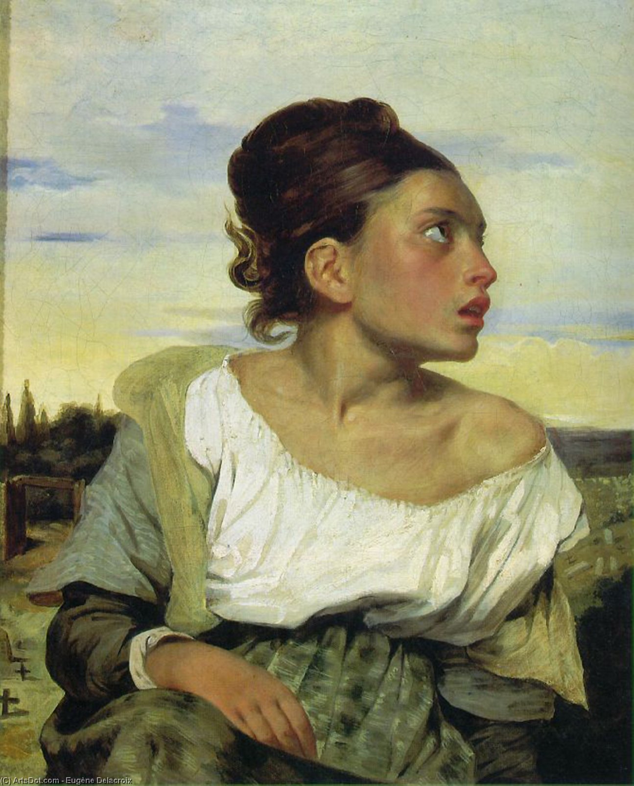 Wikioo.org - สารานุกรมวิจิตรศิลป์ - จิตรกรรม Eugène Delacroix - Orphan Girl at the Cemetery, Louvr