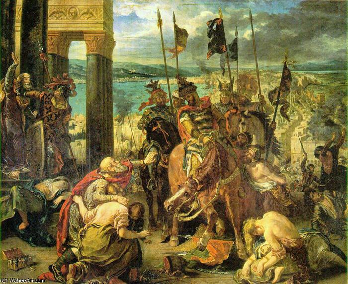 Wikioo.org - สารานุกรมวิจิตรศิลป์ - จิตรกรรม Eugène Delacroix - The Crusaders' Arrival at Constantinople,