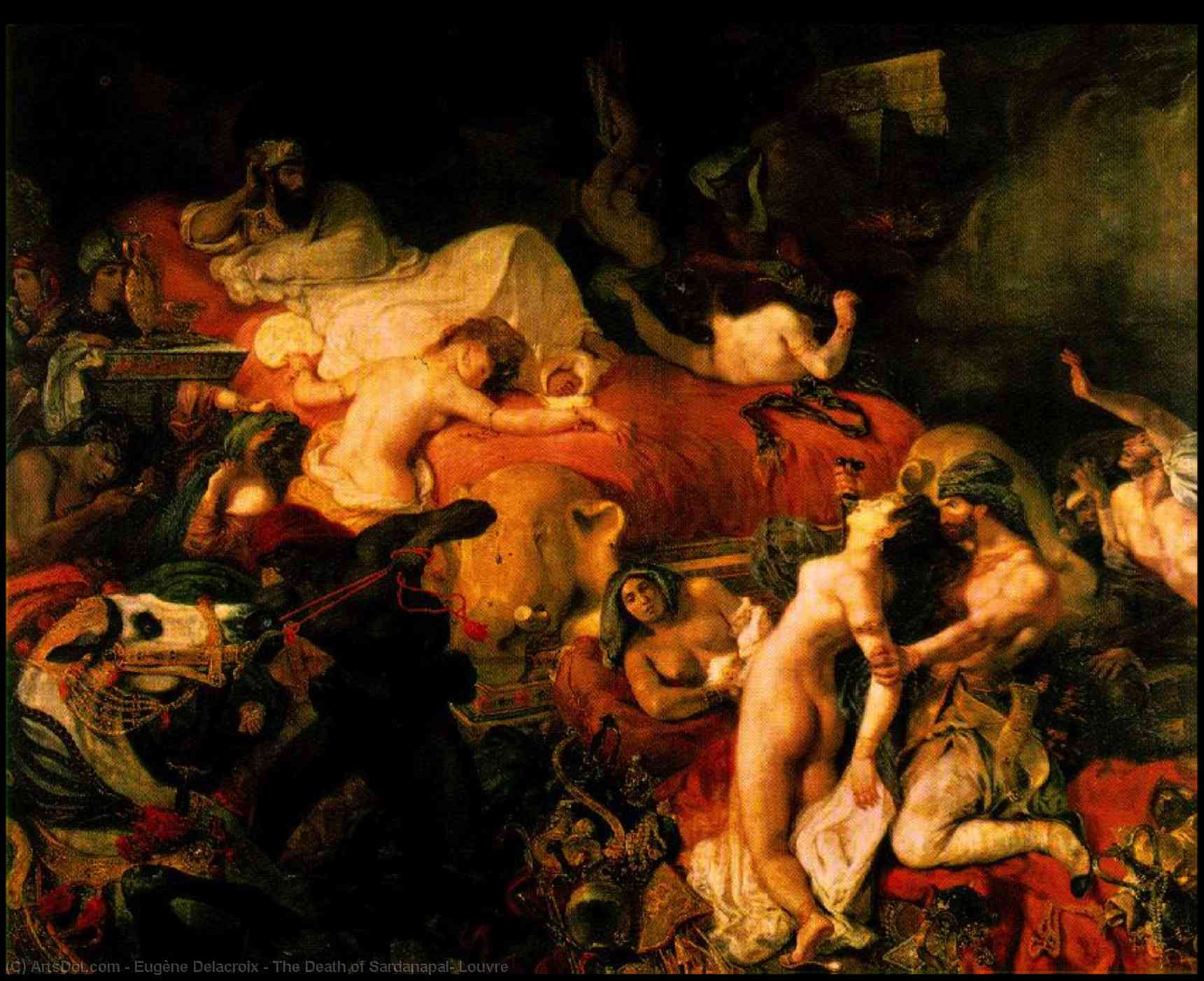 Wikioo.org - The Encyclopedia of Fine Arts - Painting, Artwork by Eugène Delacroix - The Death of Sardanapal, Louvre