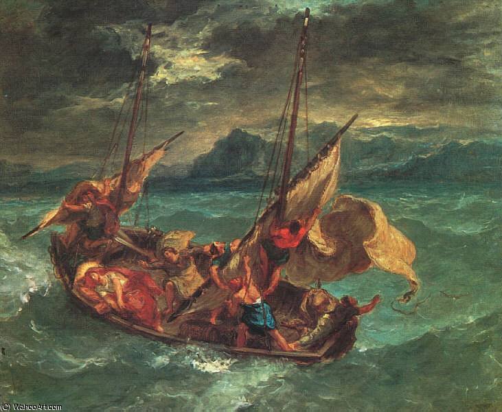 Wikioo.org - สารานุกรมวิจิตรศิลป์ - จิตรกรรม Eugène Delacroix - Sea galilee