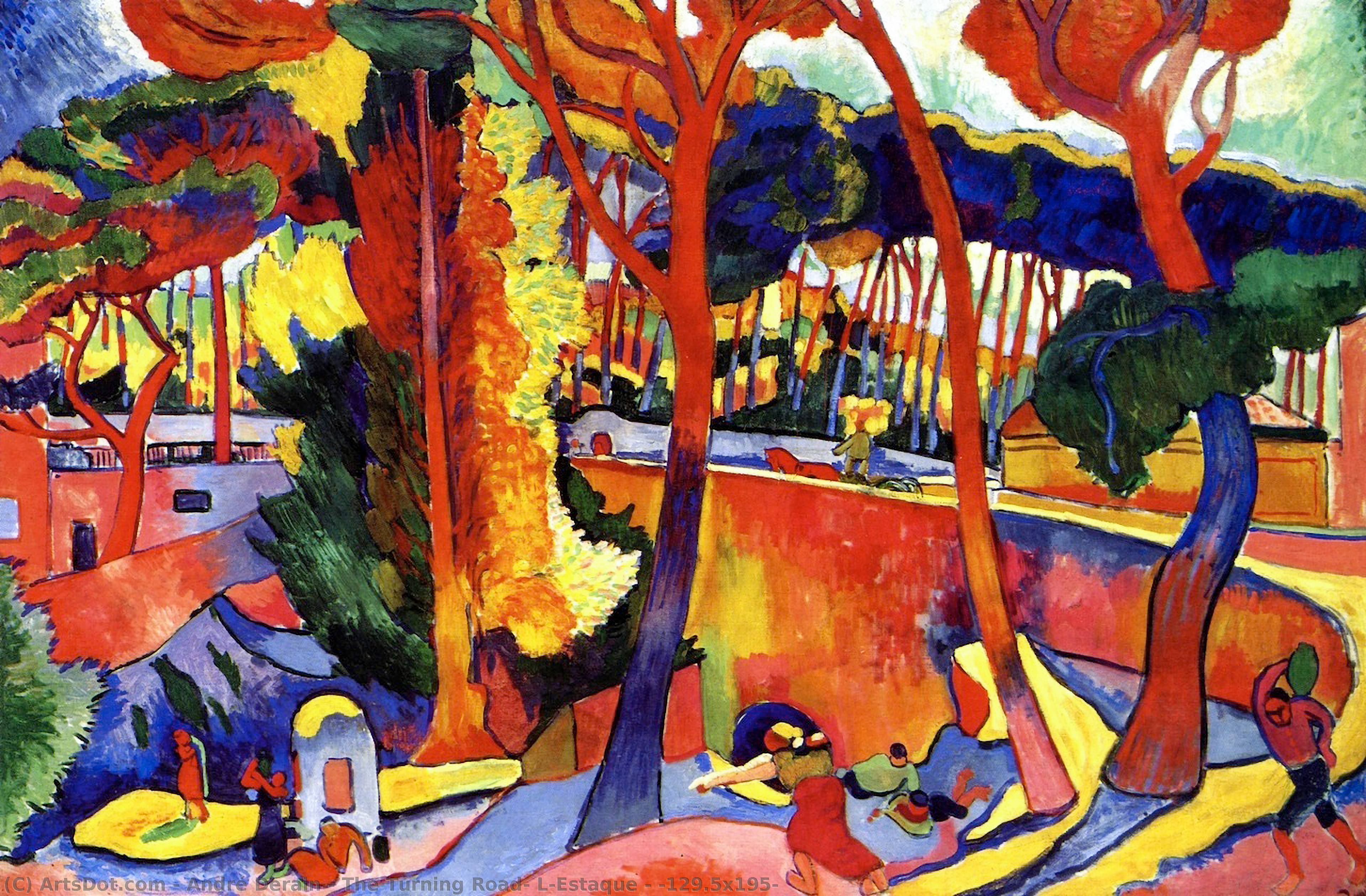 Wikoo.org - موسوعة الفنون الجميلة - اللوحة، العمل الفني André Derain - The Turning Road, L'Estaque - (129.5x195)