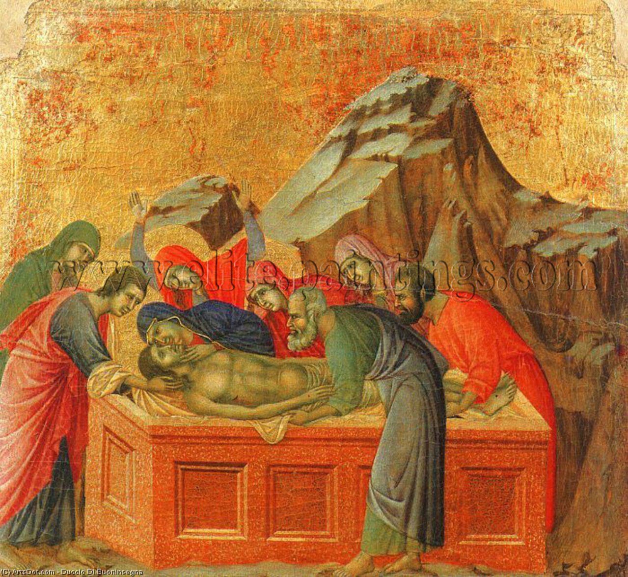 Wikioo.org - The Encyclopedia of Fine Arts - Painting, Artwork by Duccio Di Buoninsegna - Burial of Christ, Museo dell'Opera del Duomo, Siena.