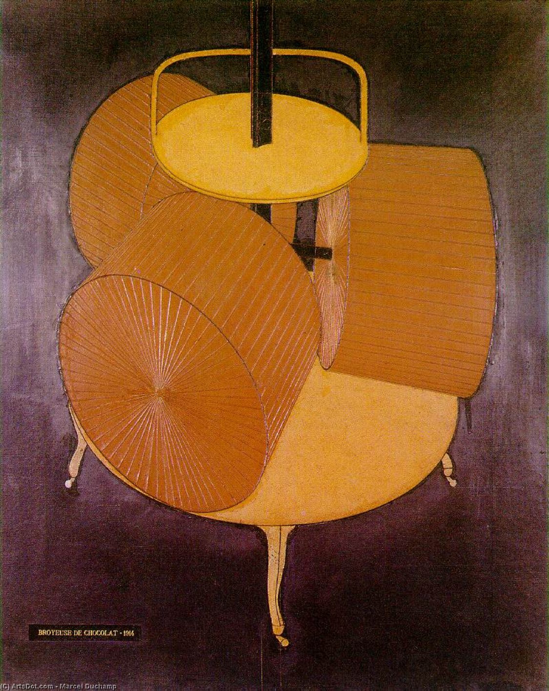 Wikioo.org - The Encyclopedia of Fine Arts - Painting, Artwork by Marcel Duchamp - Chocolate grinder No 2, Oil paint, thread and